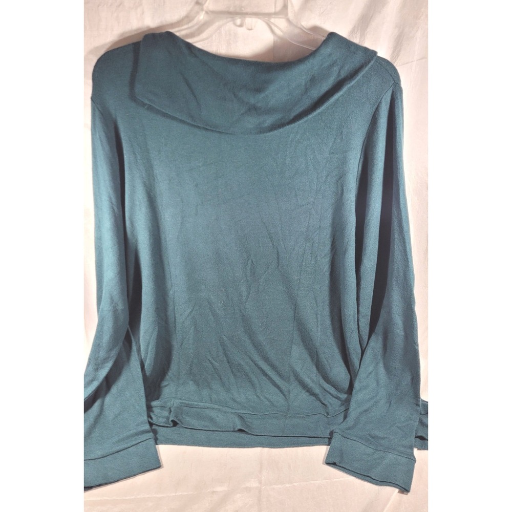 Chico's Sparkle Trim Envelope Neck Long Sleeve Knit Top - Goddess Green Sz 3 XL - Picture 4 of 5